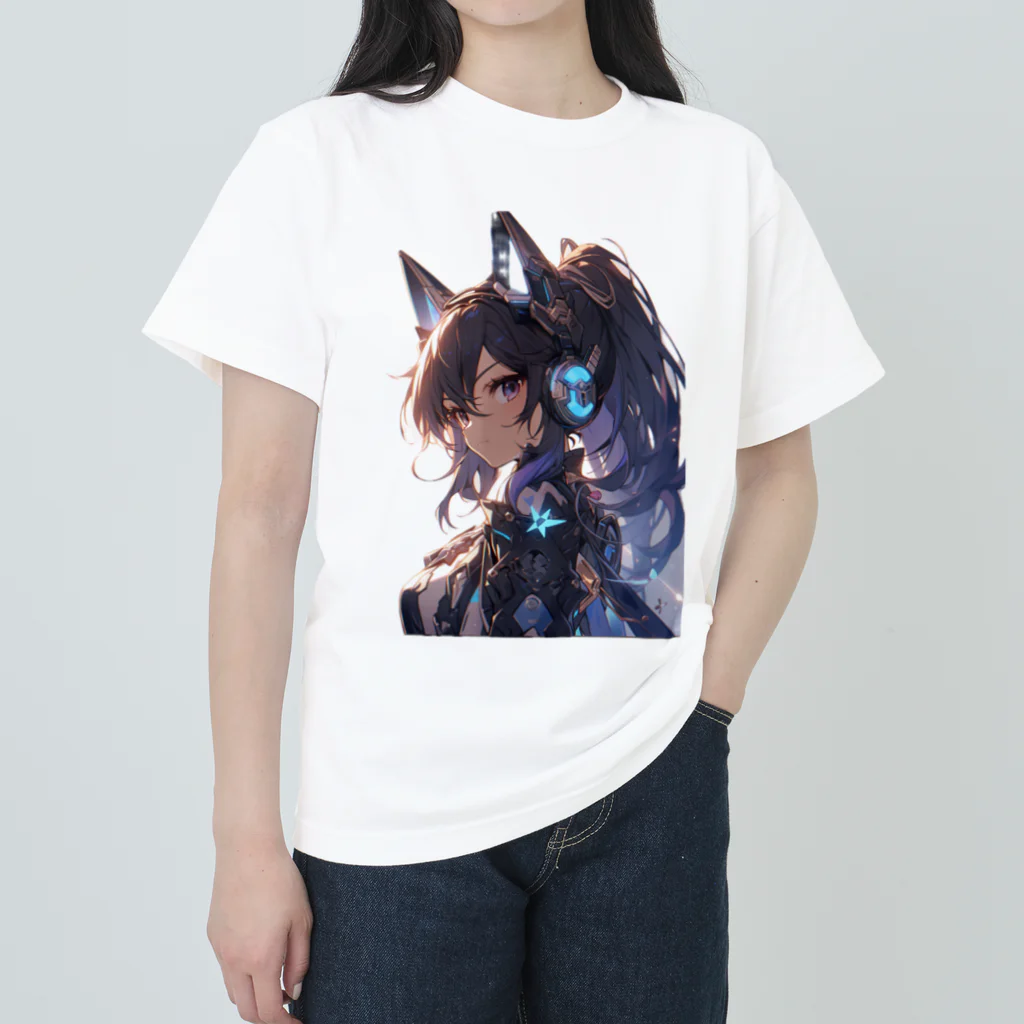 honoka_tのサイバーネコ美少女 Heavyweight T-Shirt