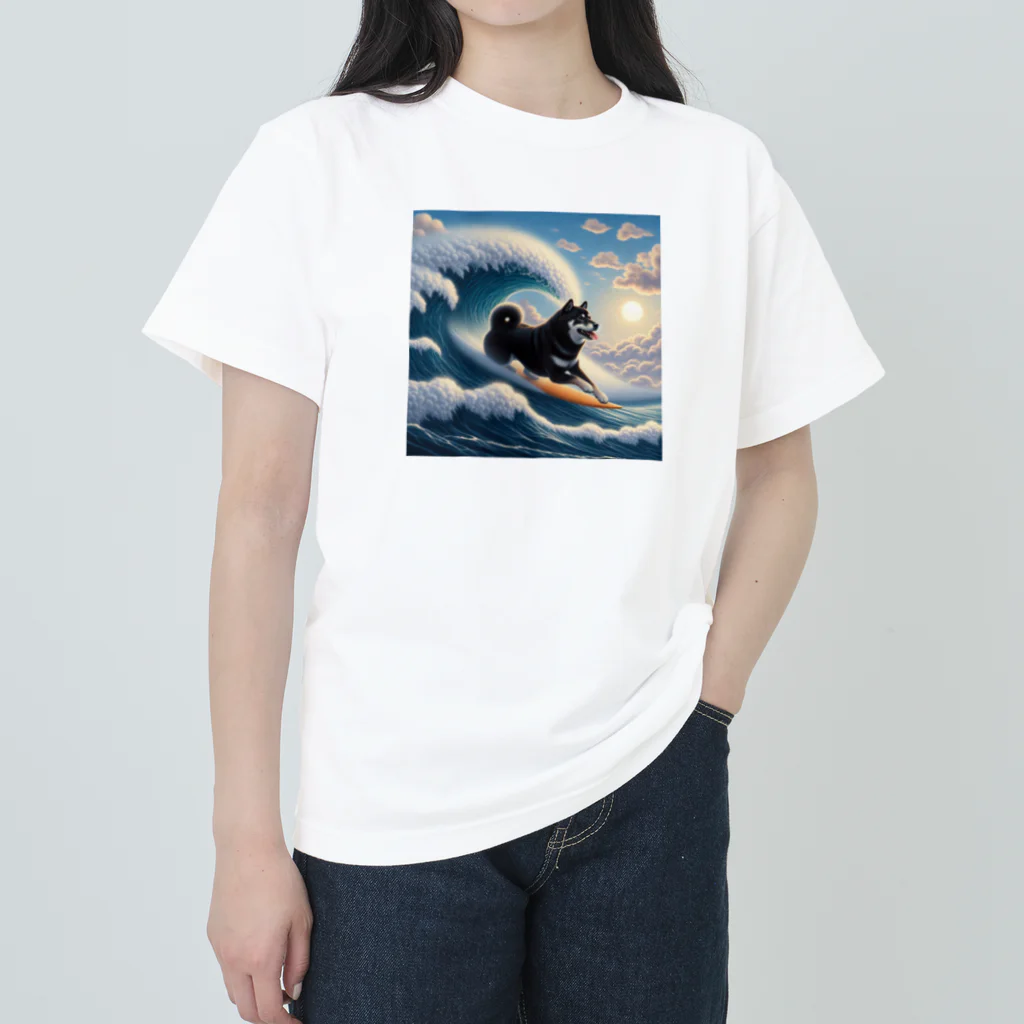 ANTARESの波乗り黒柴2 Heavyweight T-Shirt