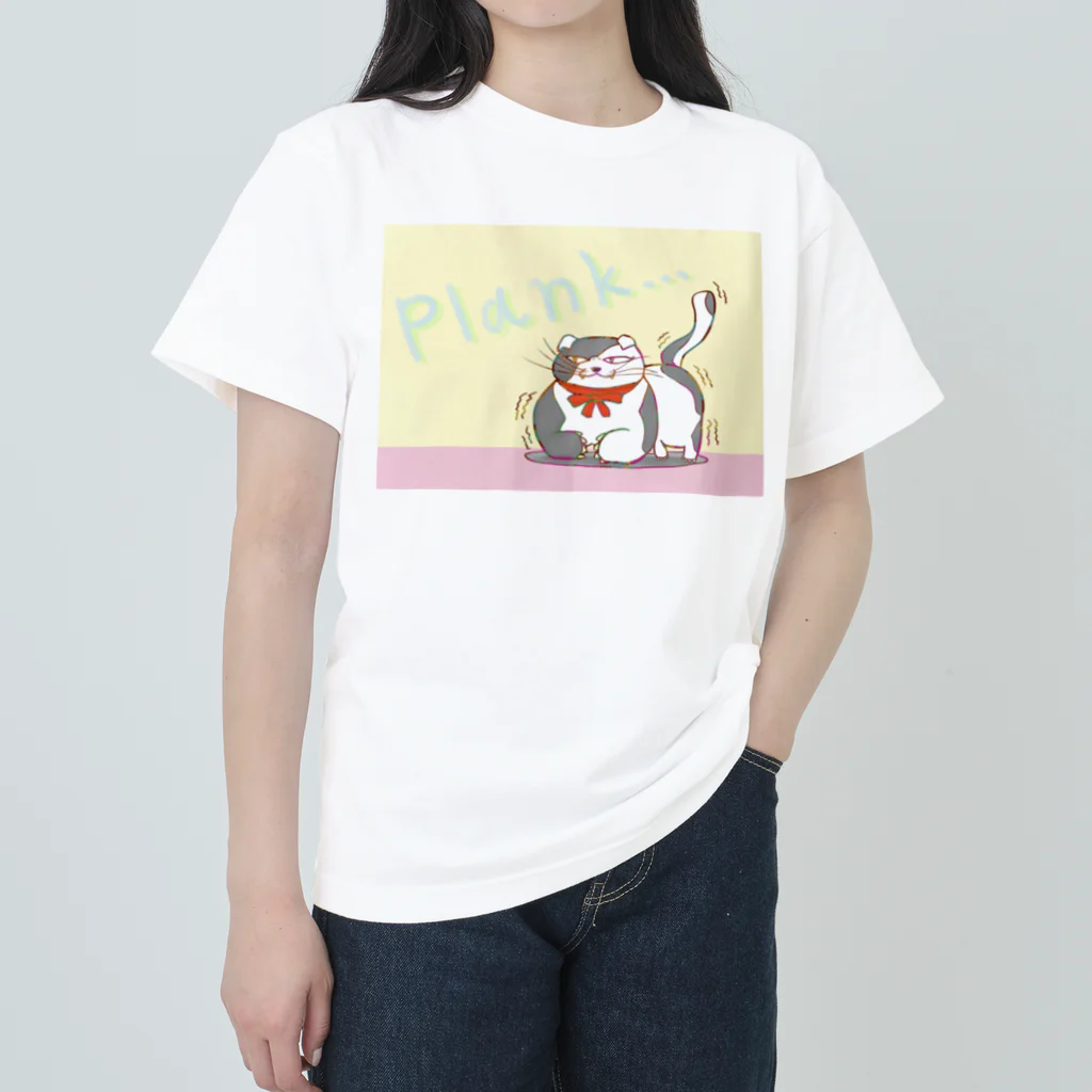 SuperDanceCatのプランクスコティッシュフォールド ヘビーウェイトTシャツ