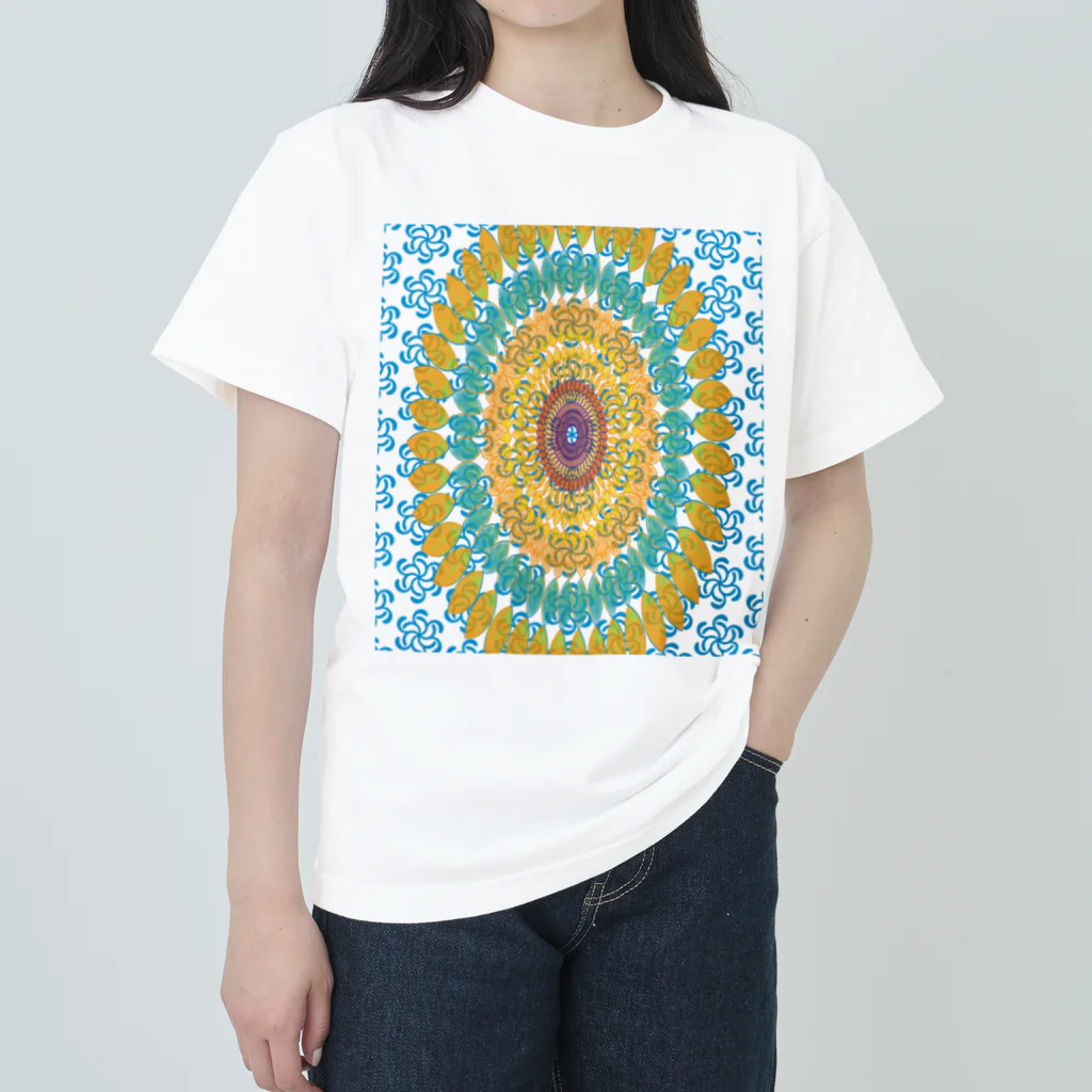 ロブ氏 イラストグッズ！の水辺に浮かぶひまわりの花 Heavyweight T-Shirt