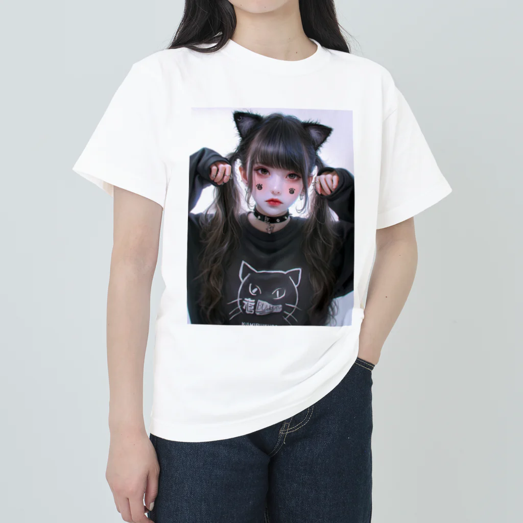 KAMIBUKROの鬼可愛い獣耳美女 Heavyweight T-Shirt