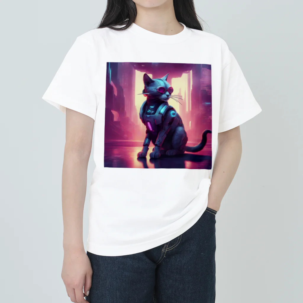 fancygraphicのサイボーグキャット ヘビーウェイトTシャツ