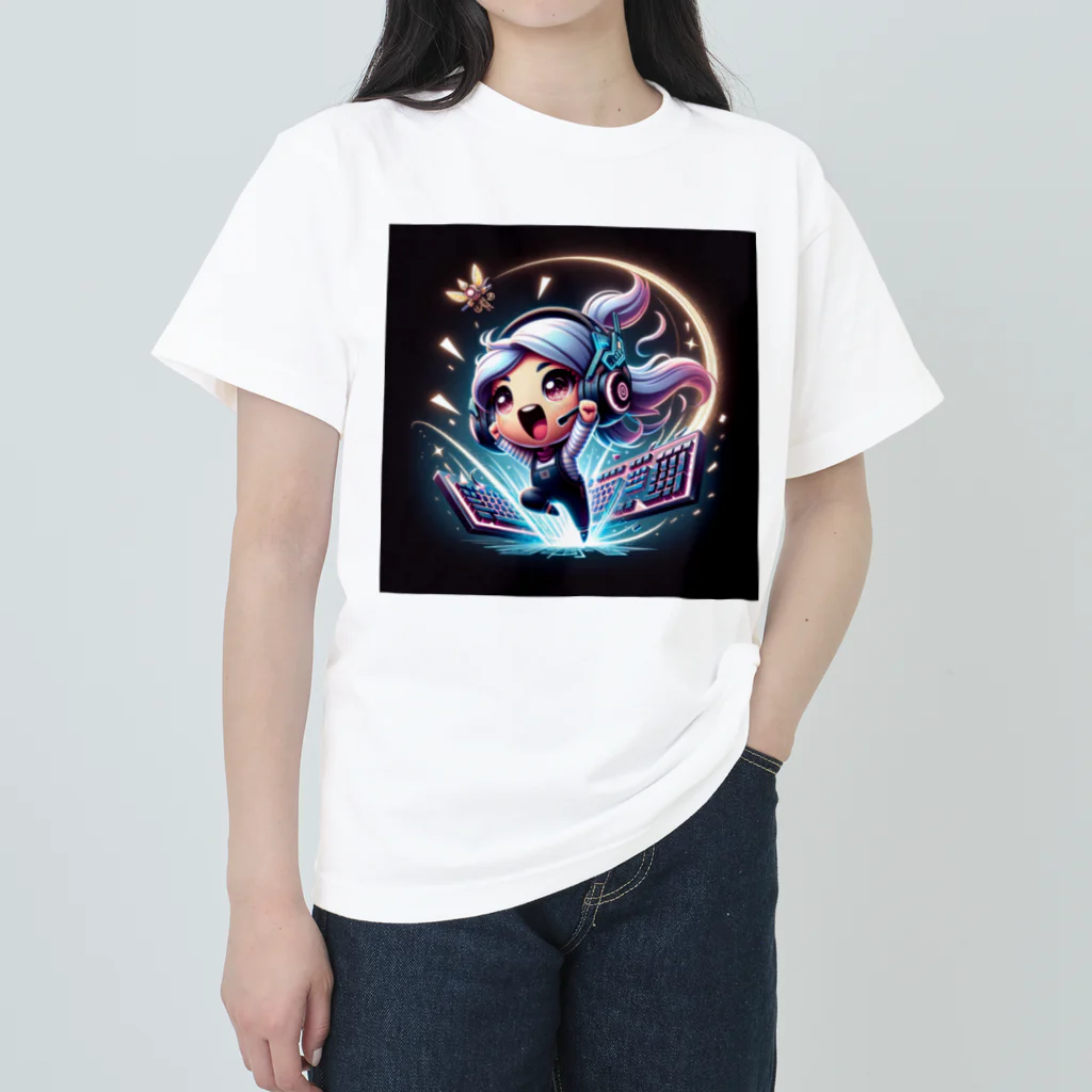 iSysのゲーミング少女ピーシー ヘビーウェイトTシャツ