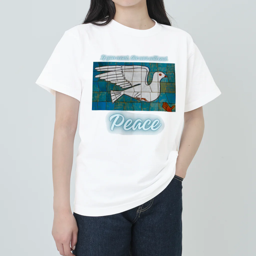 Earth-HarmonyのPeace　平和の鳩 ヘビーウェイトTシャツ