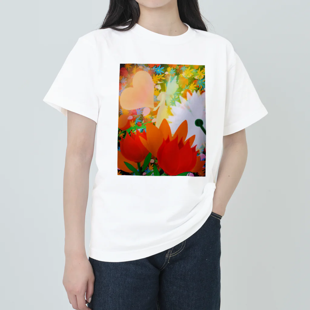 haa-taのお花畑で願う ヘビーウェイトTシャツ