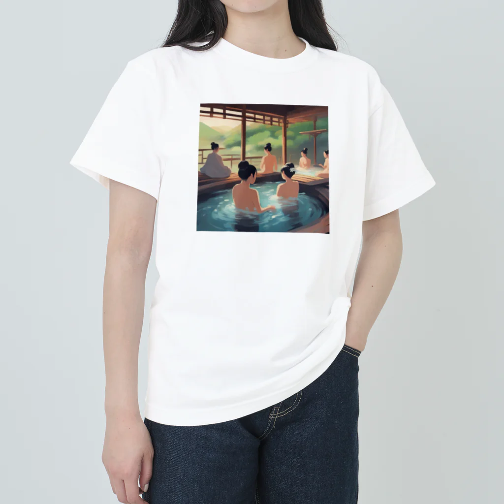 DH＋の江戸時代温泉地での湯治客 ヘビーウェイトTシャツ