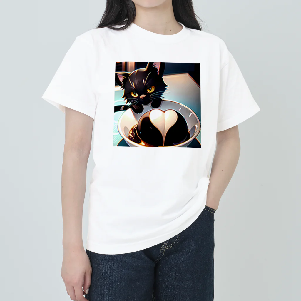 黒猫と珈琲のバレンタインに黒猫のチョコレートボムはいかが？ Heavyweight T-Shirt