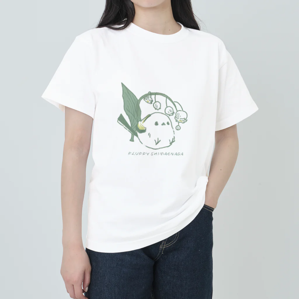 rina_suzuriのシマエナガとすずらん Tシャツ ヘビーウェイトTシャツ