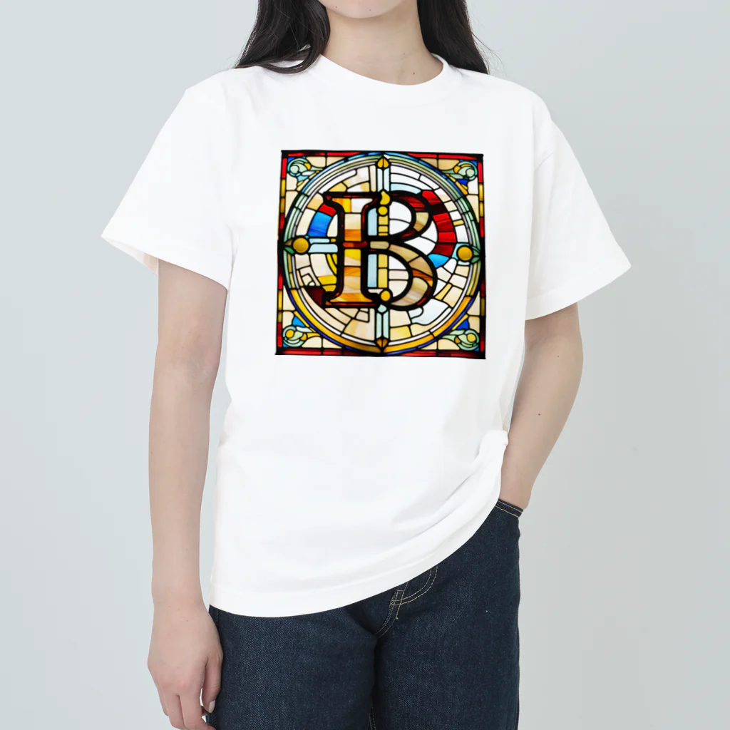 alphabet stained glassのstained glass B ヘビーウェイトTシャツ