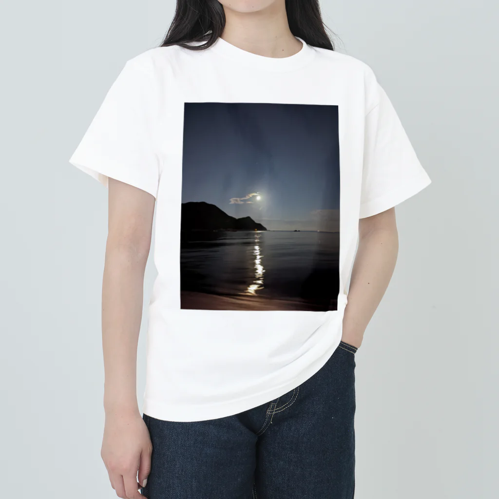 ego-designの月夜と海 ヘビーウェイトTシャツ