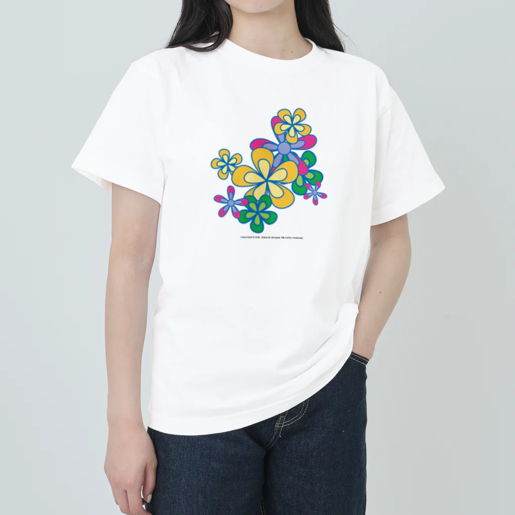 ファンシーTシャツ屋のカラフルフラワーアート Heavyweight T-Shirt