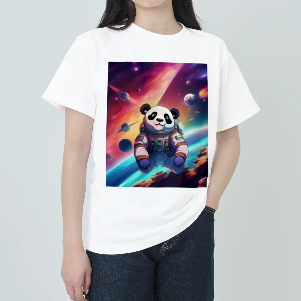 BRAVO DESIGNの宇宙飛行士パンダ ヘビーウェイトTシャツ