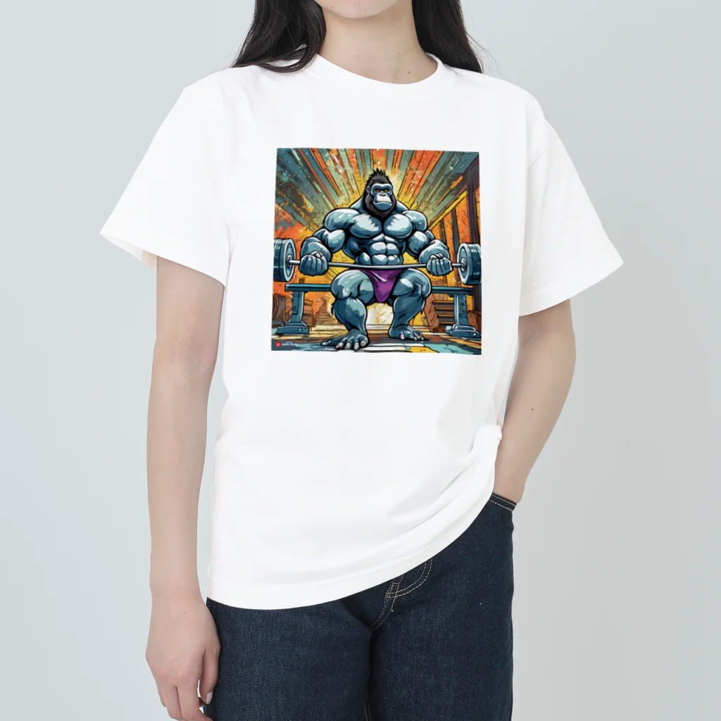 gollisquatのアームカールゴリラ ヘビーウェイトTシャツ