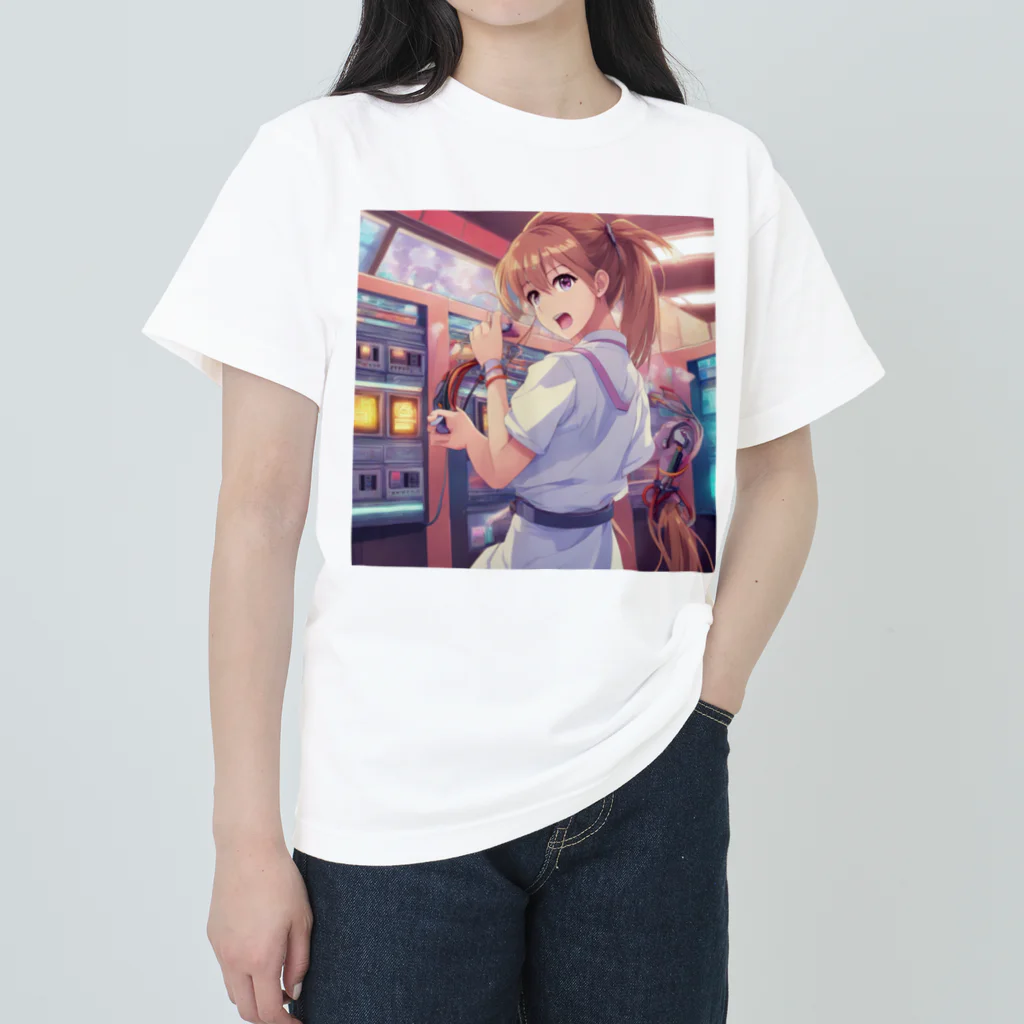 アニメ好きの野生味溢れる店J JK専門店の電気系ポーニーテールJK　 Heavyweight T-Shirt