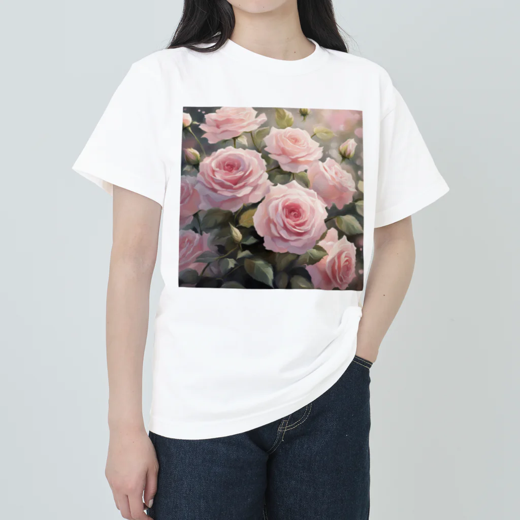 okierazaのペールピンクのバラの花束 Heavyweight T-Shirt