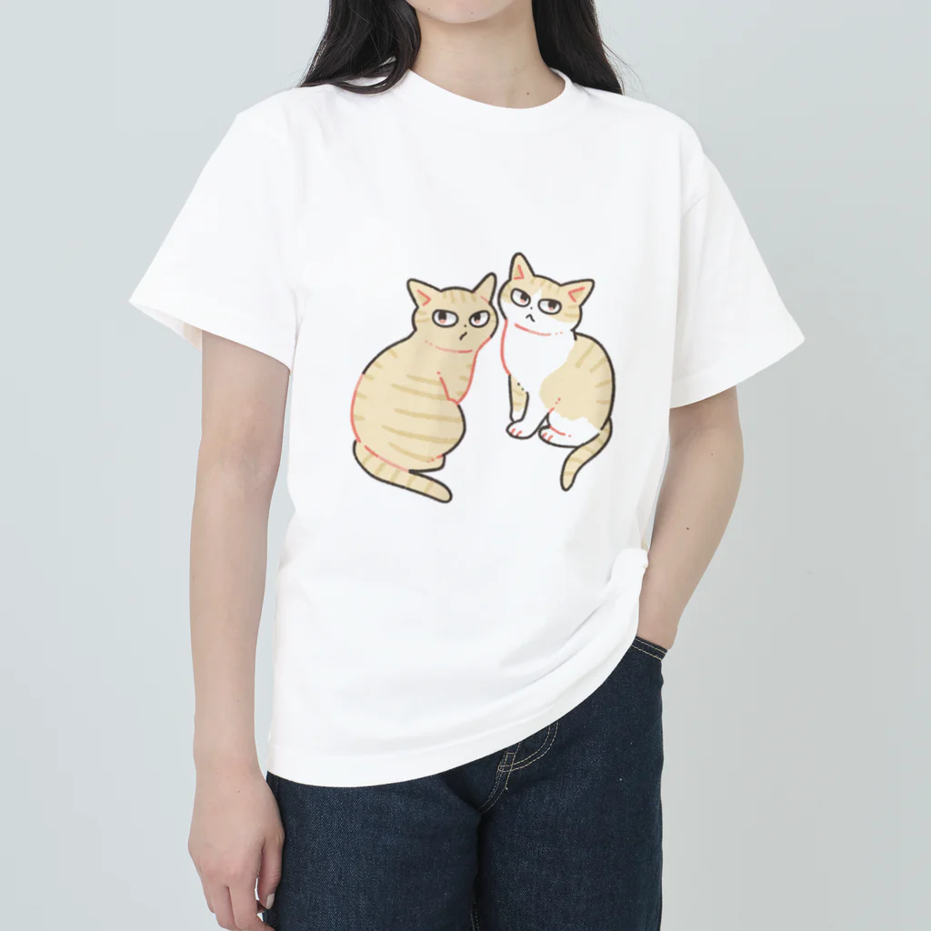 猫屋カエデの茶トラと茶トラ白猫 Heavyweight T-Shirt