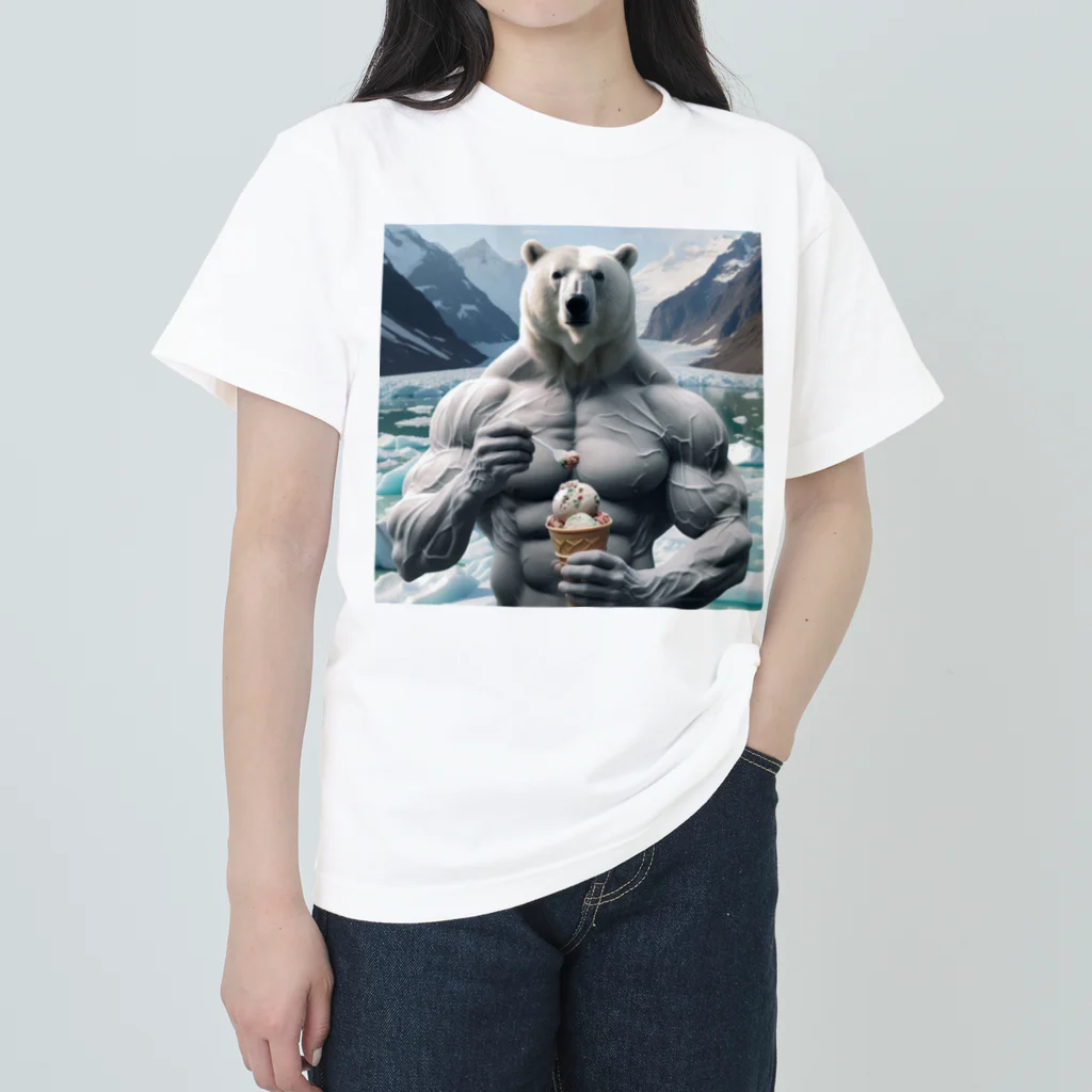 george-weblogの白クマッチョ ヘビーウェイトTシャツ