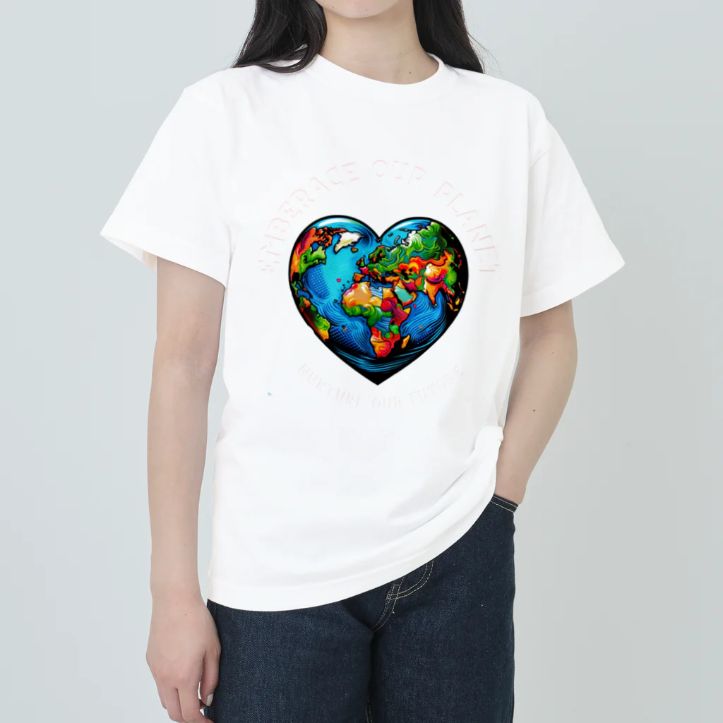 KULIEITAの地球の日　Earth day 地球　ハート　ブルー Heavyweight T-Shirt