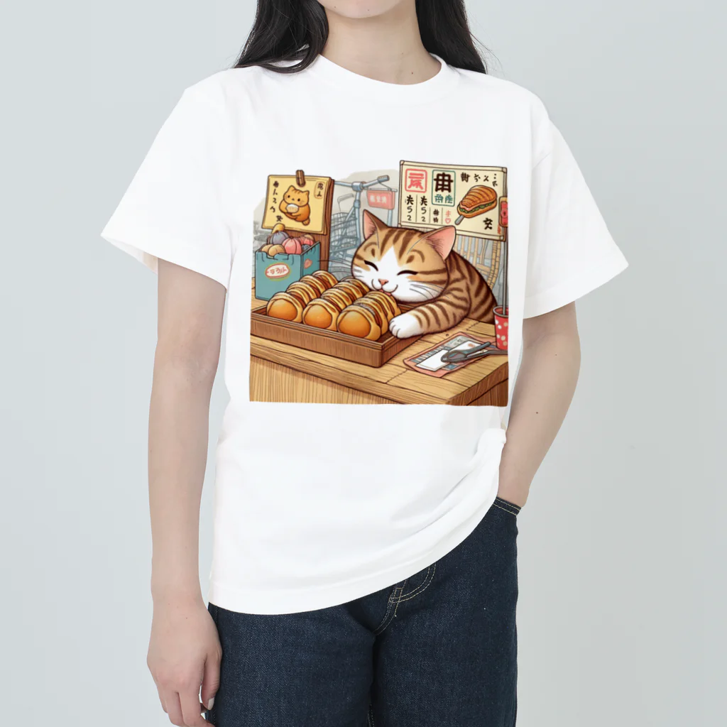 風光と妖精の幸せ猫店主 Heavyweight T-Shirt