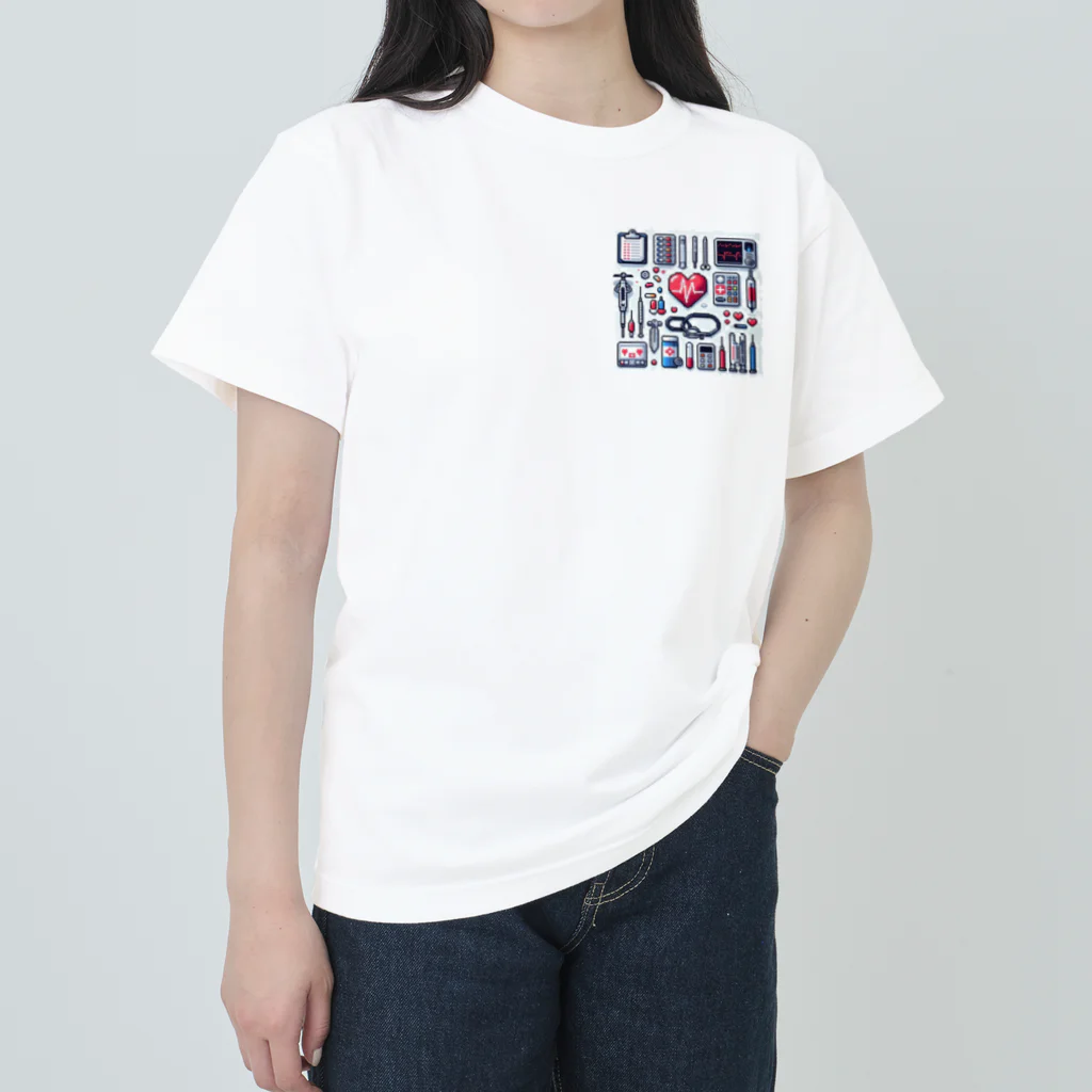 RainboWhaleのドット絵医療器具 Heavyweight T-Shirt