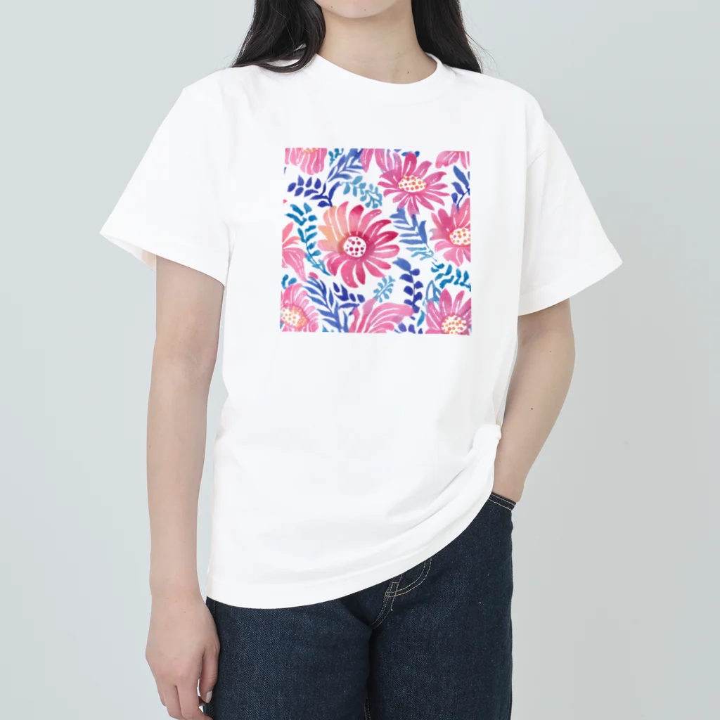 OkometoOmochiの花柄.b ヘビーウェイトTシャツ