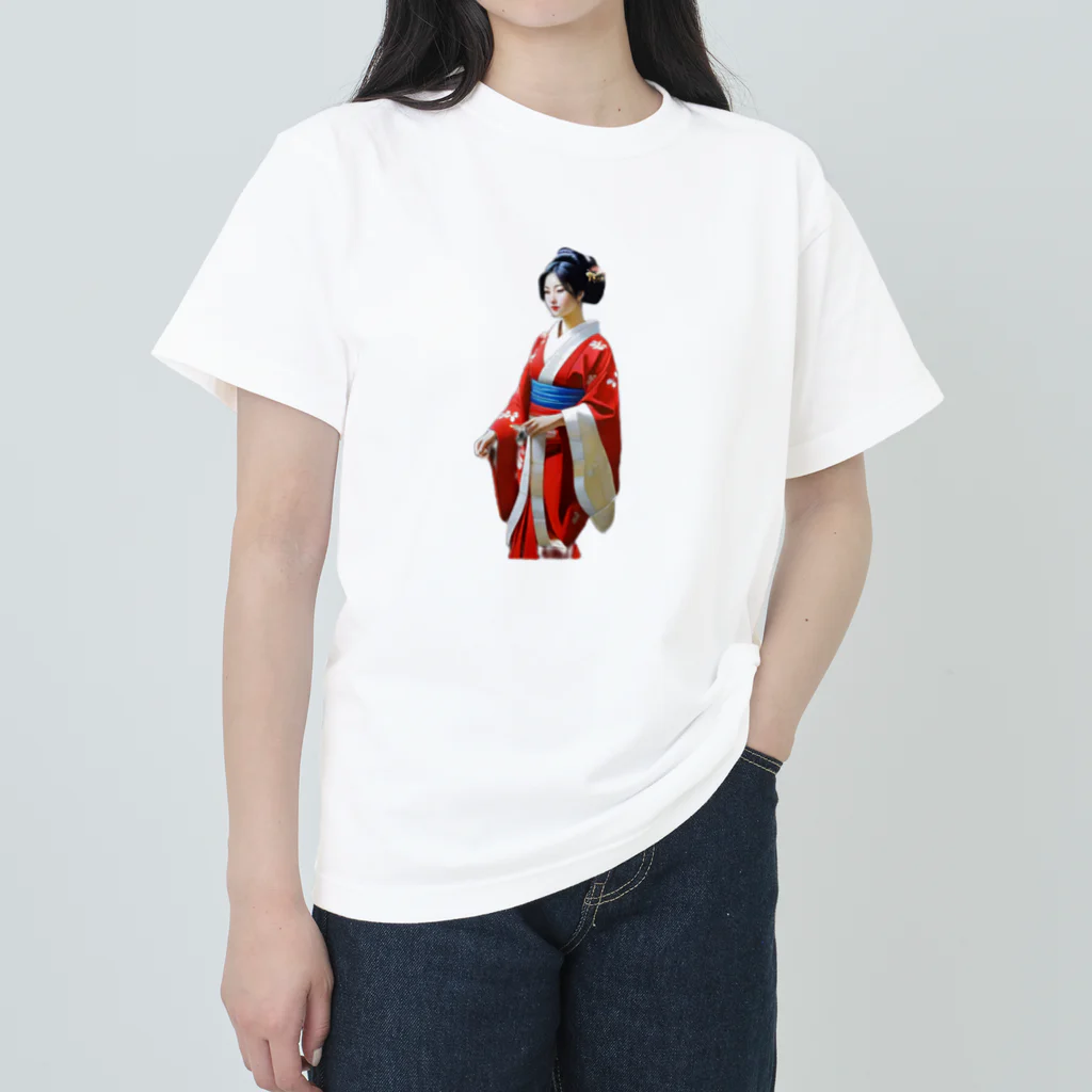 星川工房の着物の女性 ヘビーウェイトTシャツ