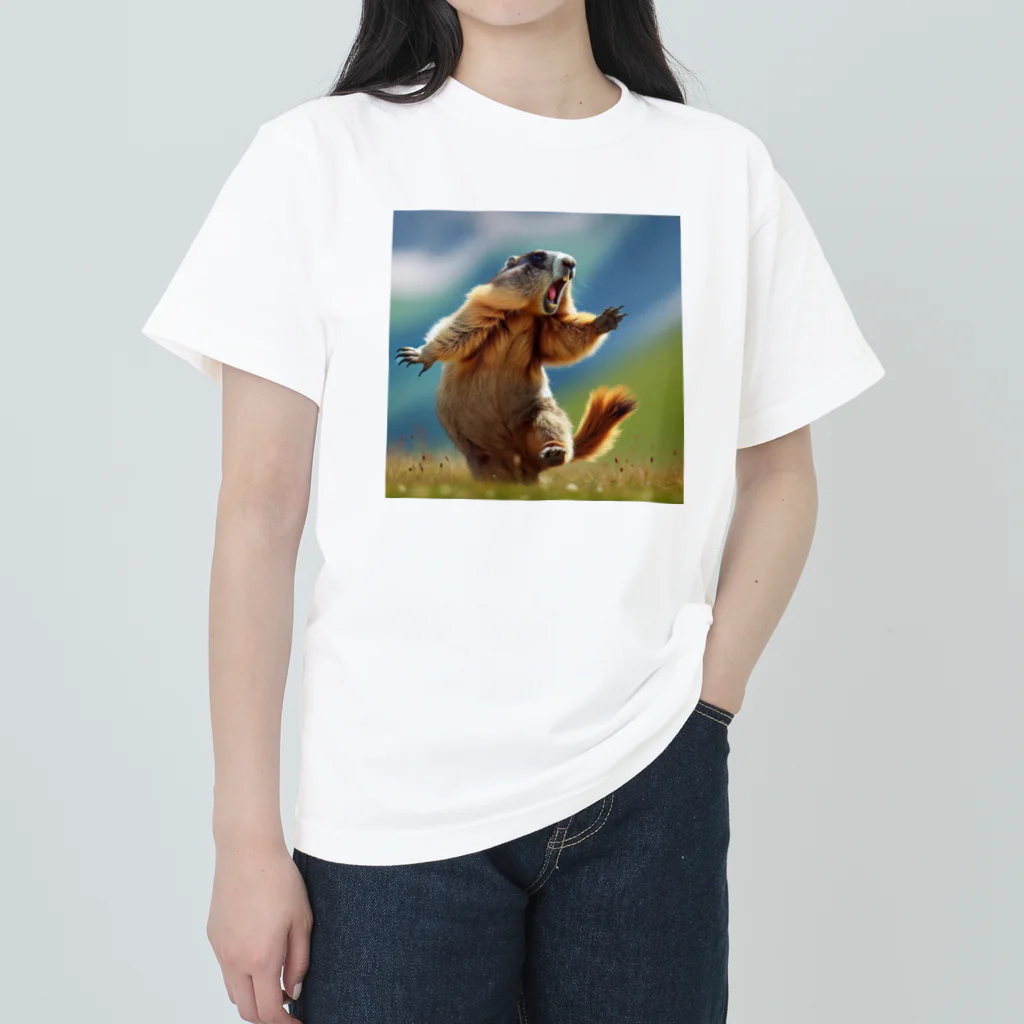 hirashoの驚きマーモット ヘビーウェイトTシャツ