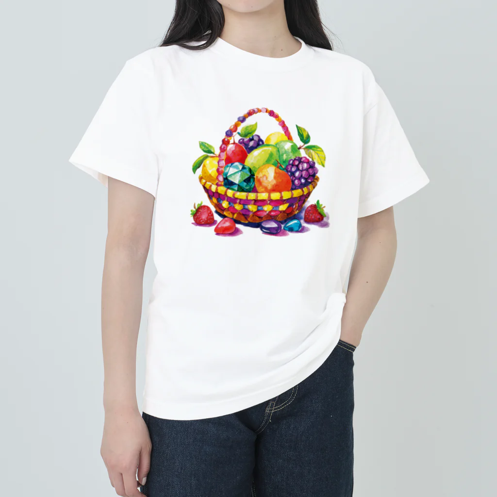 アリエルの空想鉱物店 "Arier's Imaginary Mineral Shop"の宝石のフルーツバスケット〈切り抜き〉 ヘビーウェイトTシャツ