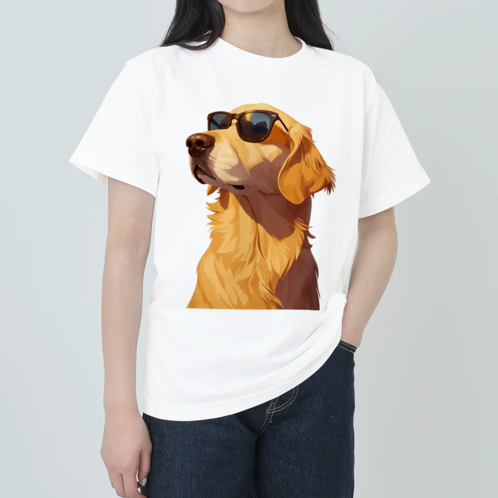 AQUAMETAVERSEのサングラスをかけた、かわいい犬 Marsa 106 Heavyweight T-Shirt