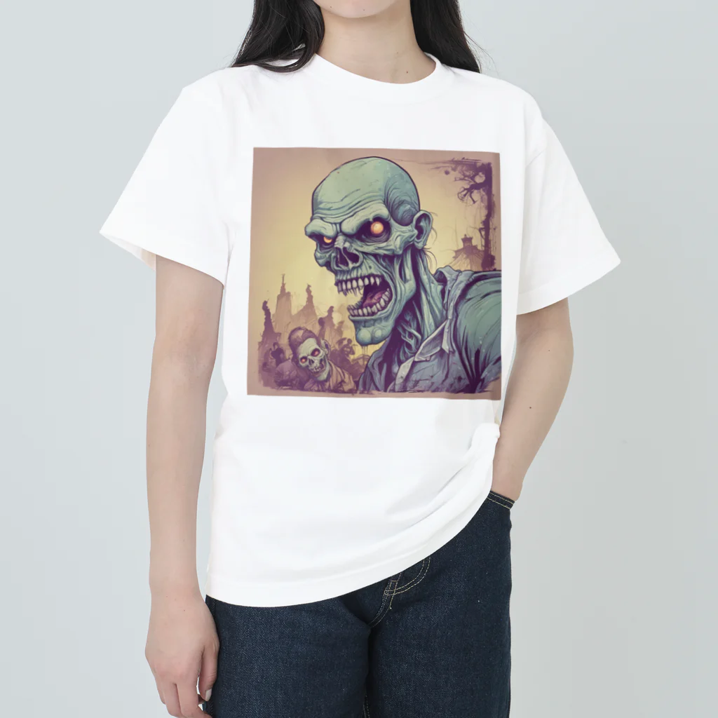 saitou1x4のホラー　ゾンビ１ ヘビーウェイトTシャツ