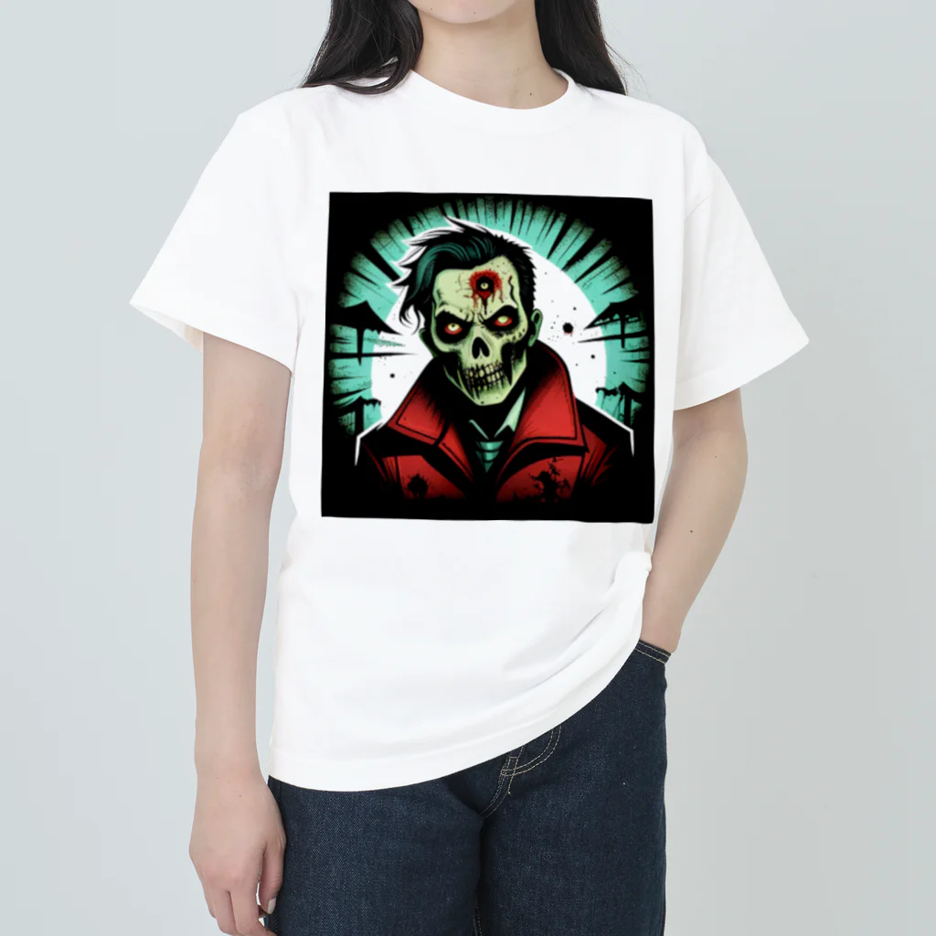 saitou1x4のホラー　ゾンビ６ ヘビーウェイトTシャツ