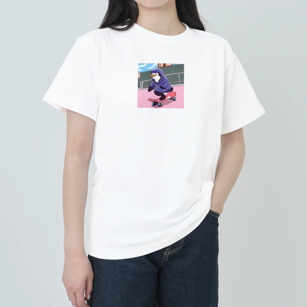 tak12_12のスケーターペンギン君 ヘビーウェイトTシャツ