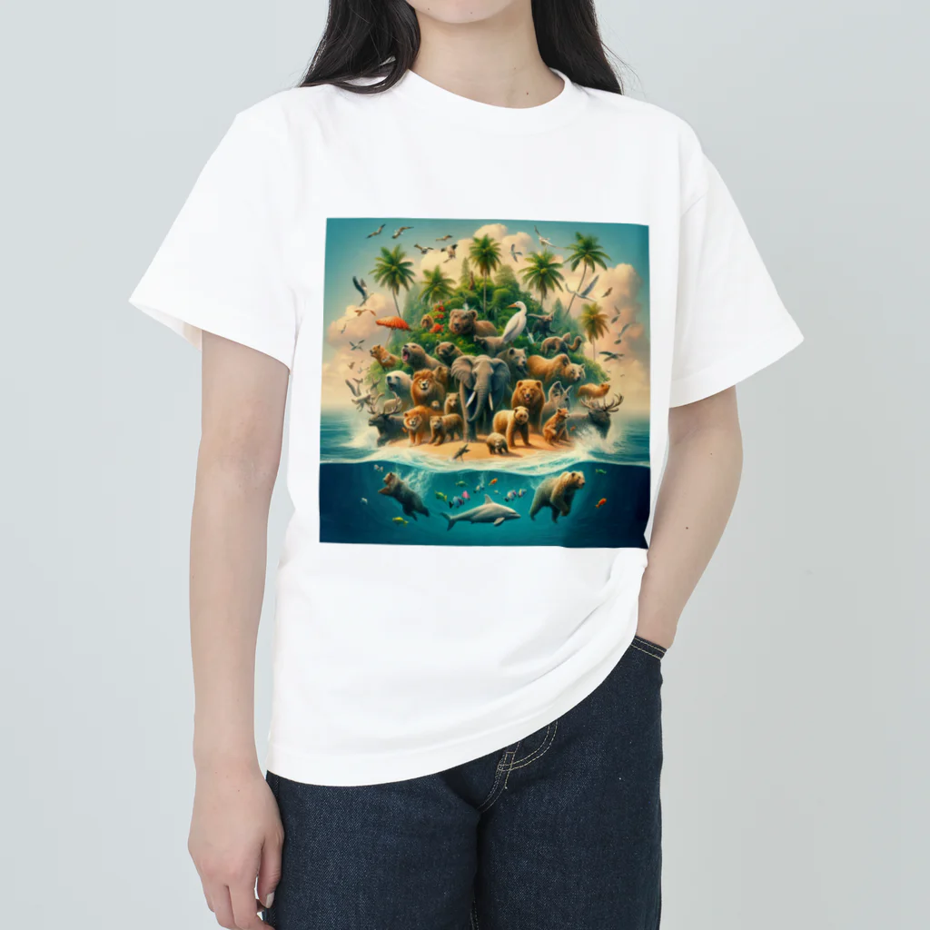 nyonsunの宝箱の動物達の楽園物語 Heavyweight T-Shirt