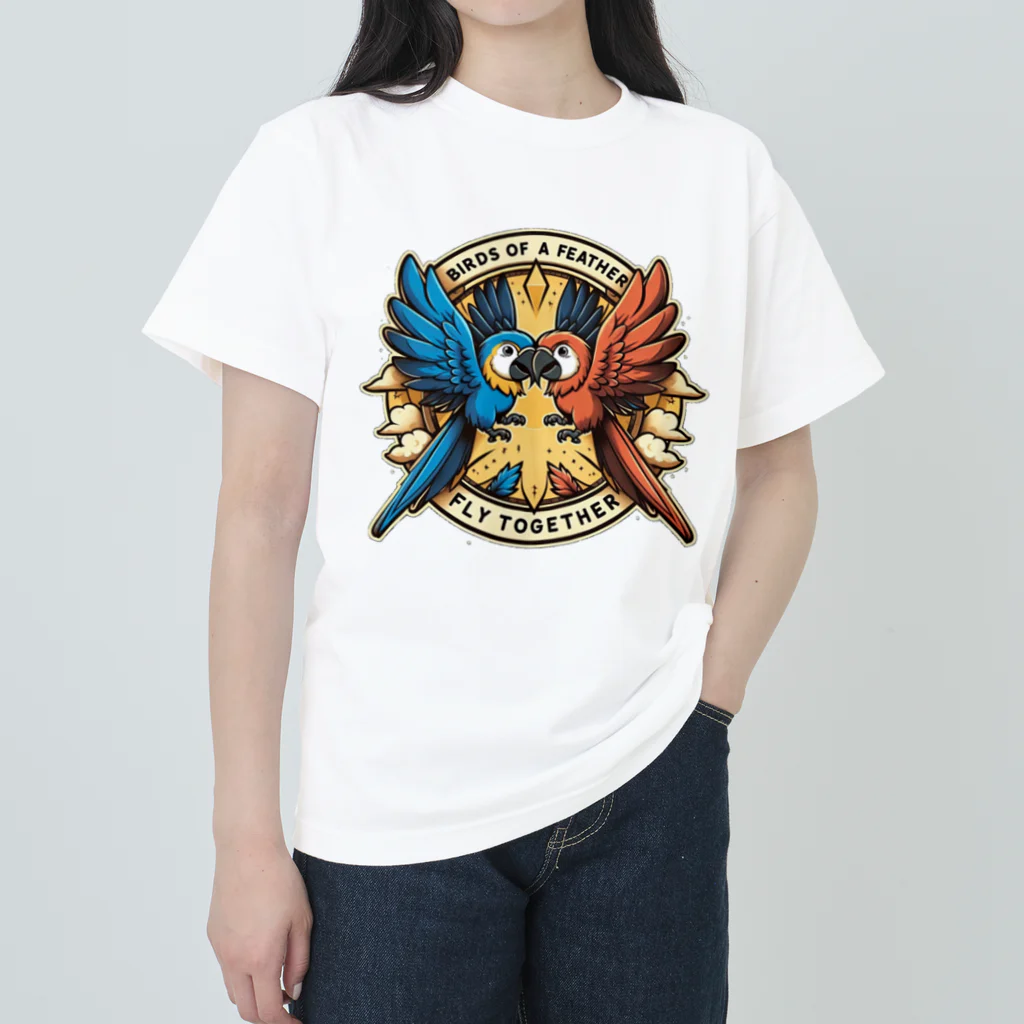 【exomix】の【exomix】Wコンゴウインコ-<FLY TOGETHER> ヘビーウェイトTシャツ