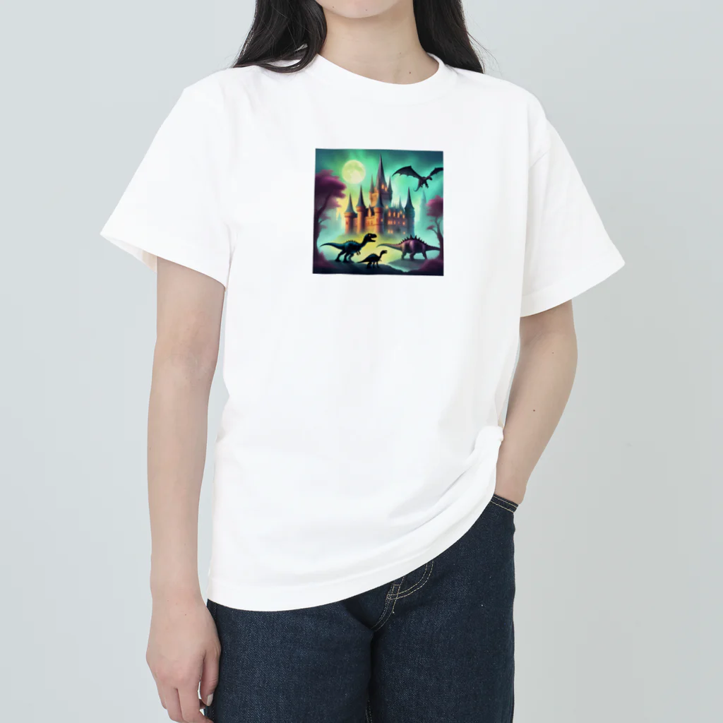 marian_baseの恐竜と城 ヘビーウェイトTシャツ