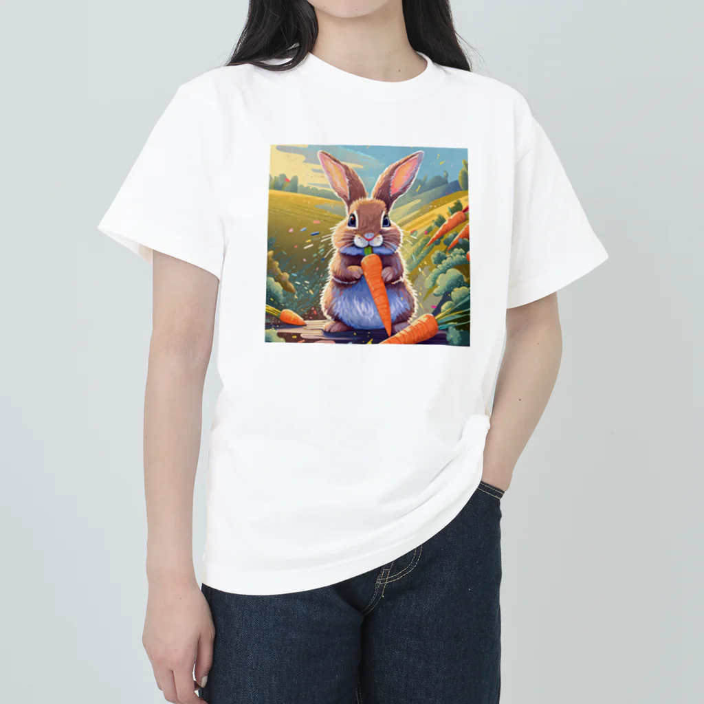 うさぎやのニンジンを食べるうさぎ Heavyweight T-Shirt