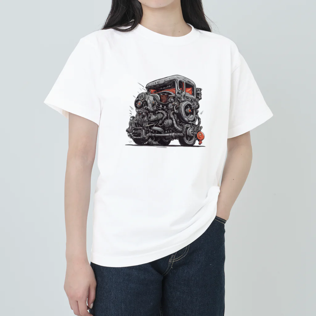 マッドシンの生き返ったスクラップカー ヘビーウェイトTシャツ