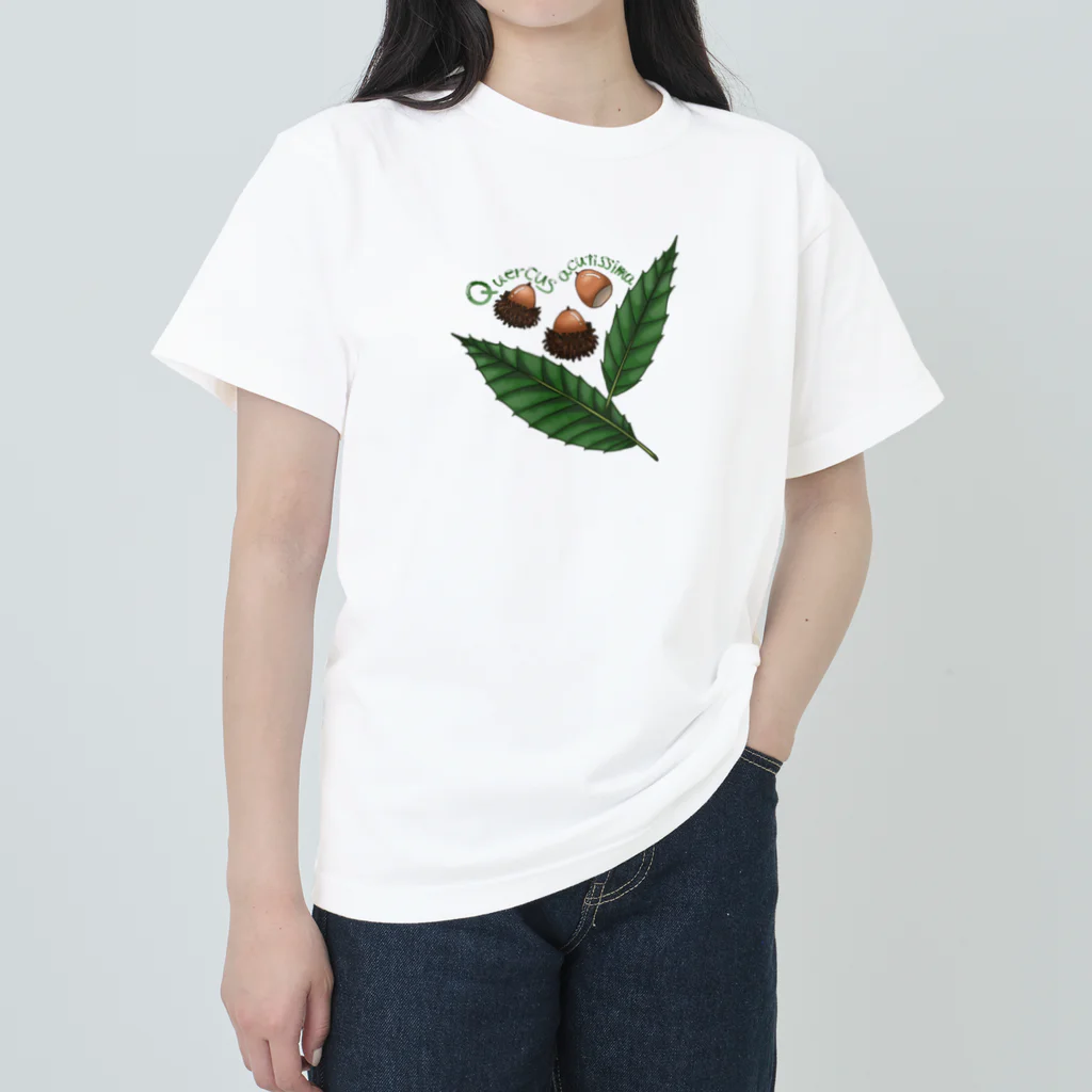 コガネ🌱水辺と緑のクヌギノミトハ ヘビーウェイトTシャツ