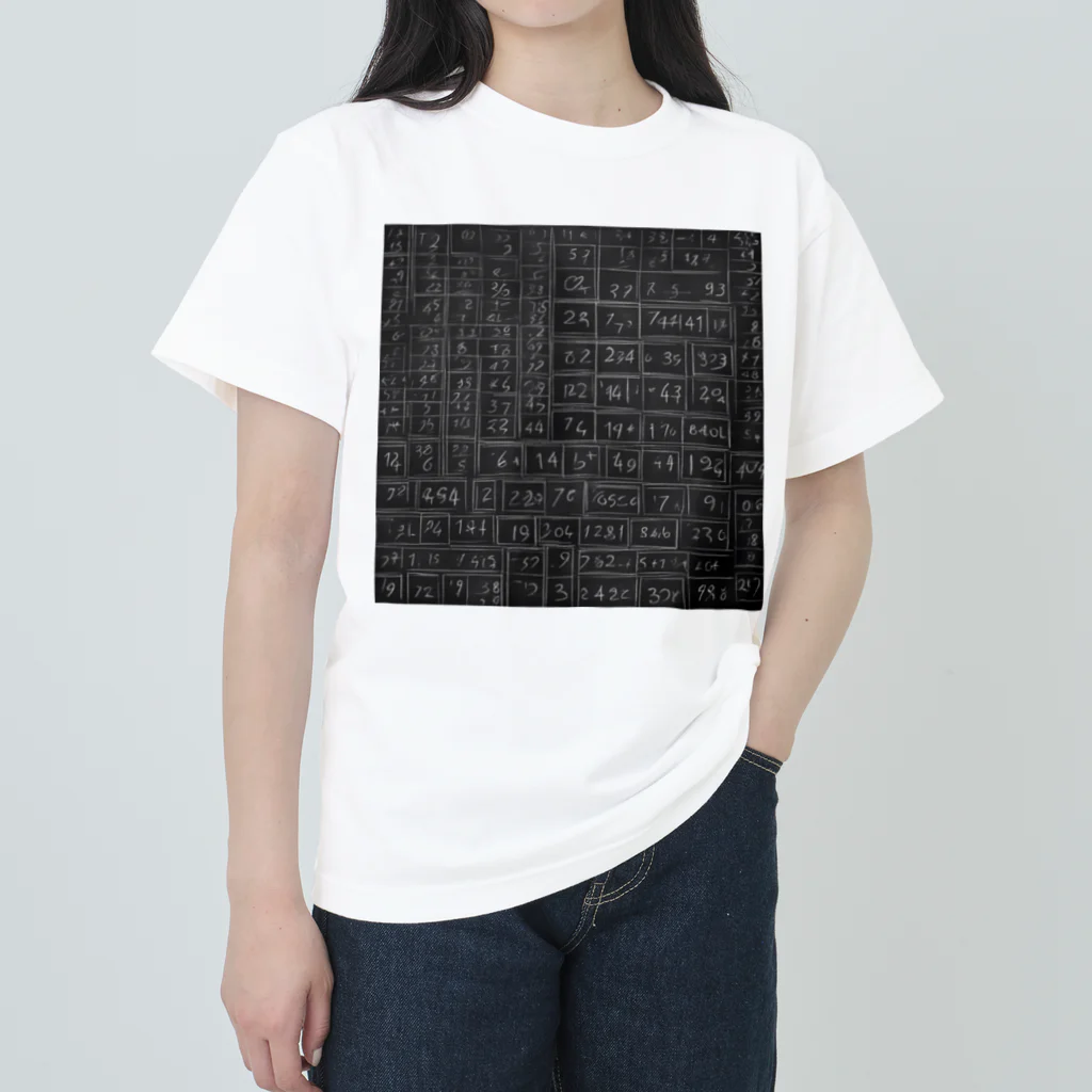 Isaiah_AI_Designの黒板の数字 ヘビーウェイトTシャツ