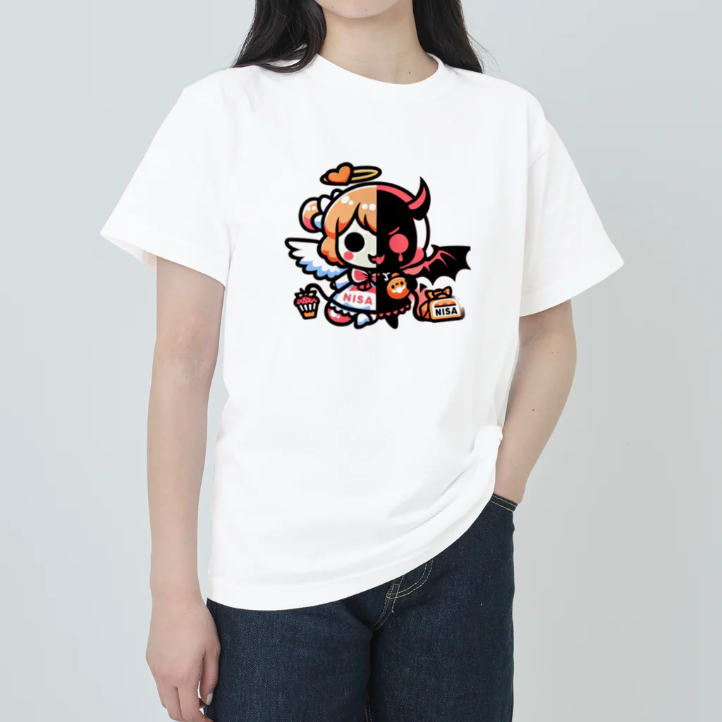 Shakkiri3のNISA（天使と悪魔） ヘビーウェイトTシャツ