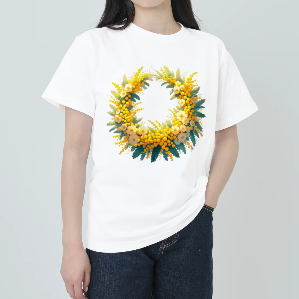 okierazaのミモザのリース Heavyweight T-Shirt