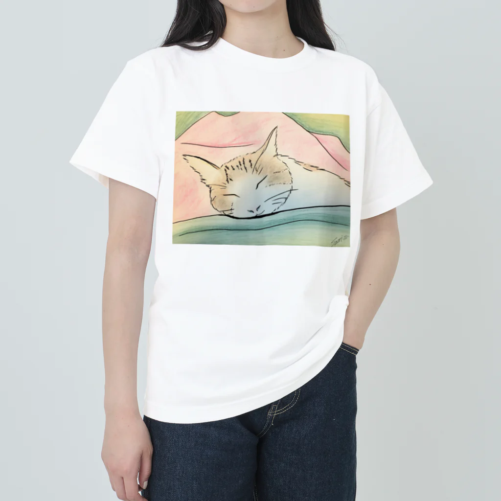 ハンドメイドSaoriのねこ♡寝子 ヘビーウェイトTシャツ