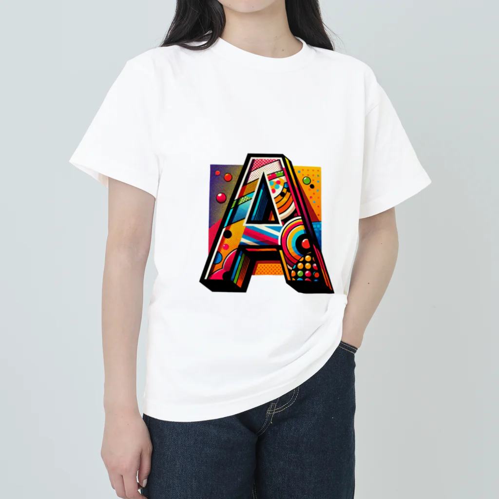 MushikingのアルファベットのA ヘビーウェイトTシャツ