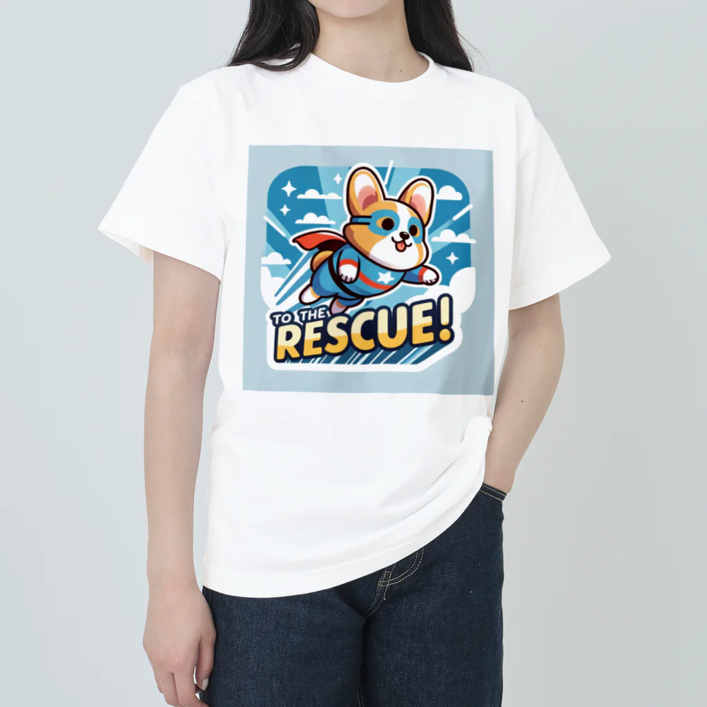 keikei5の柴犬の可愛らしいレスキュー犬 ヘビーウェイトTシャツ