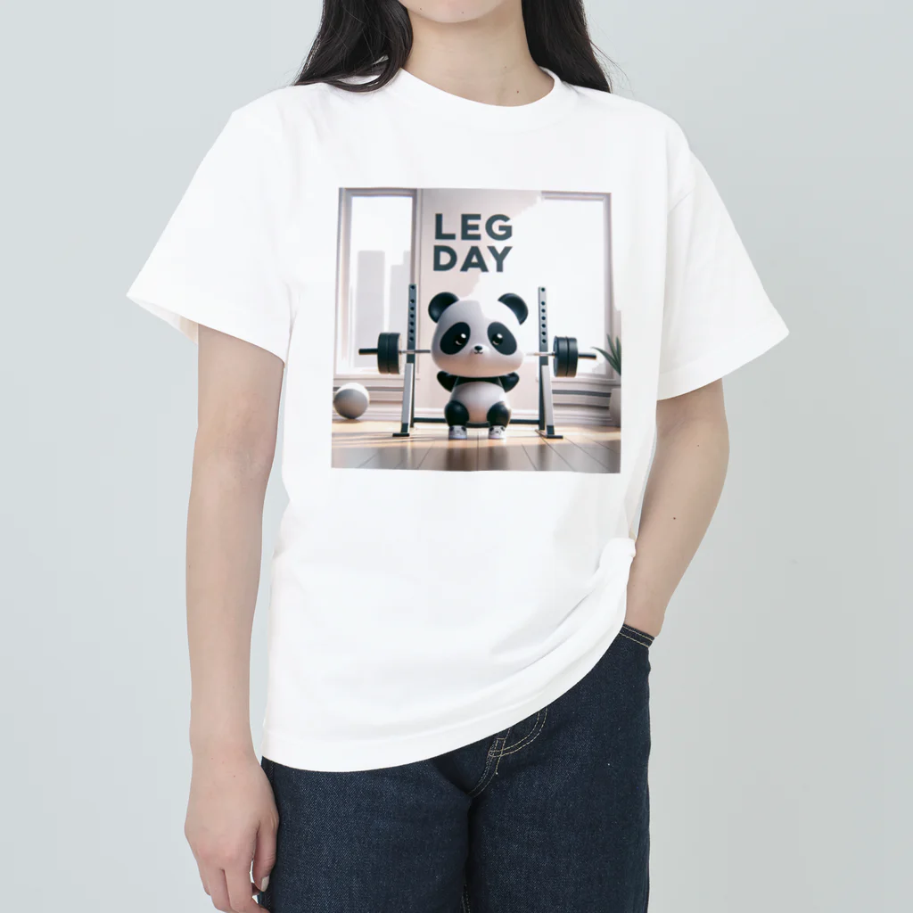 サウナマッチョの筋トレパンダ　Leg Day Heavyweight T-Shirt