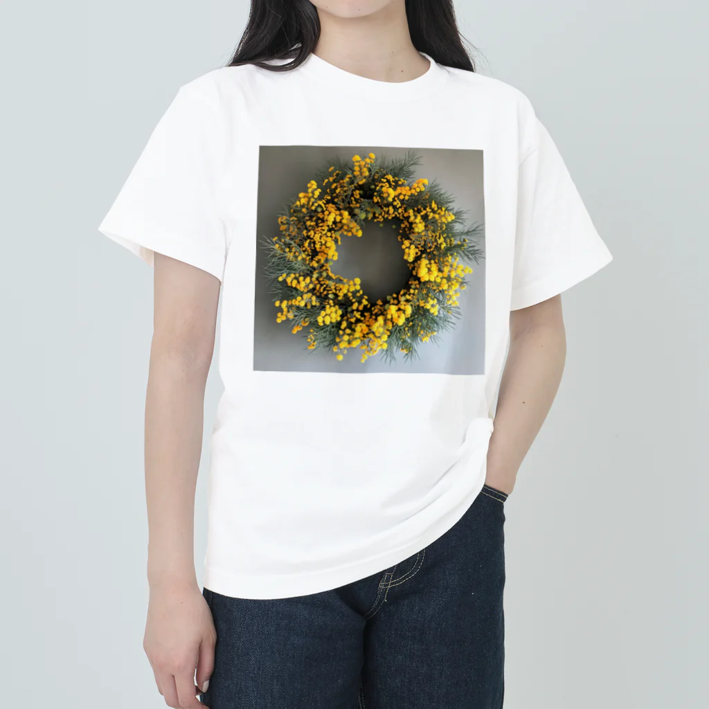 AQUAMETAVERSEのミモザの花をりース　なでしこ1478 Heavyweight T-Shirt