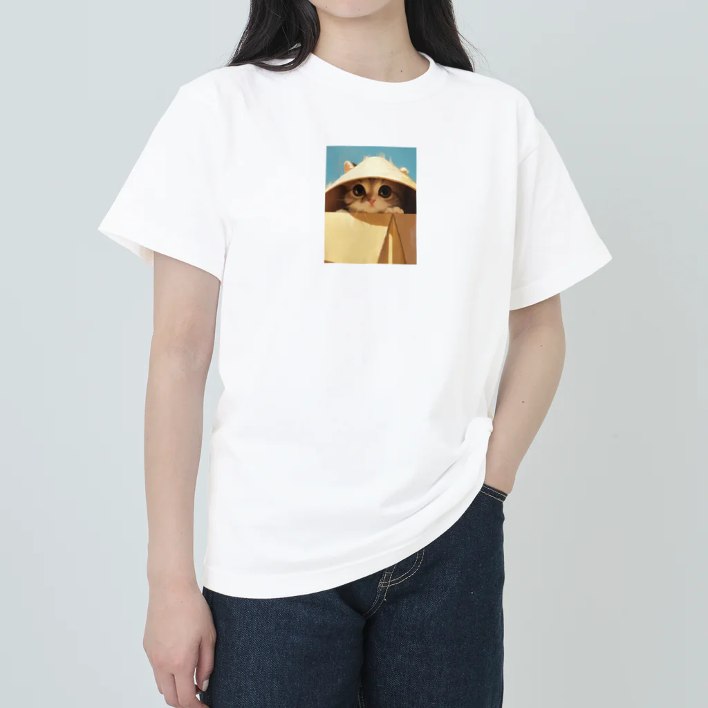 AQUAMETAVERSEの箱からのぞいている子猫　ラフルール　1859 Heavyweight T-Shirt