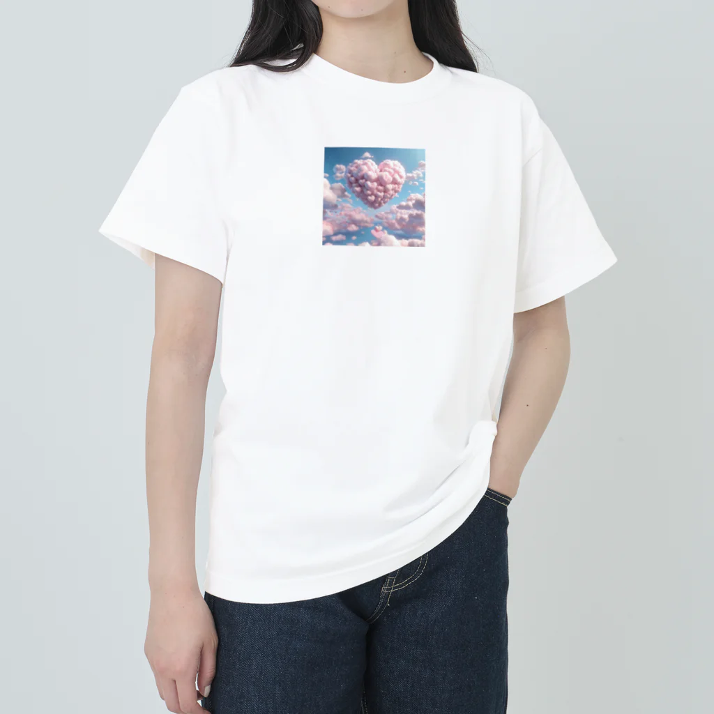 ツキノシタ/ tukinoshitaの空にハートの雲2 Heavyweight T-Shirt