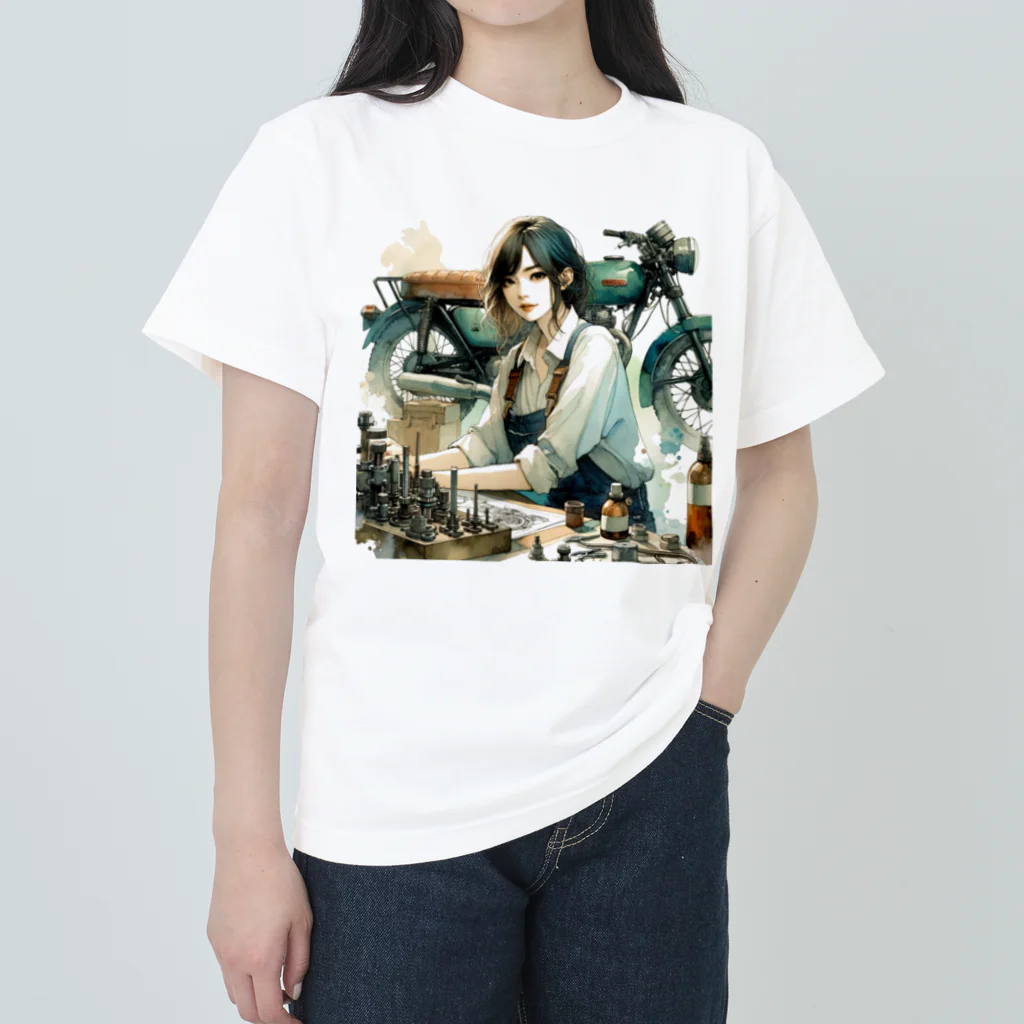 ヨーカズのバイク女子サキ Heavyweight T-Shirt