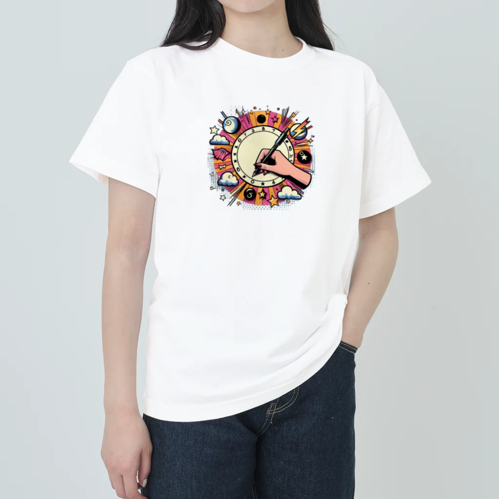 momonekokoのキャンバスに絵を描く女性 Heavyweight T-Shirt